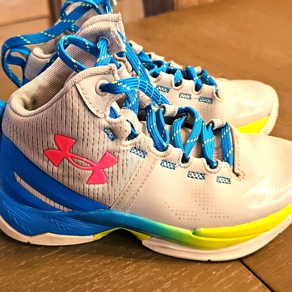 Under Armour gray and neon colored shoes -